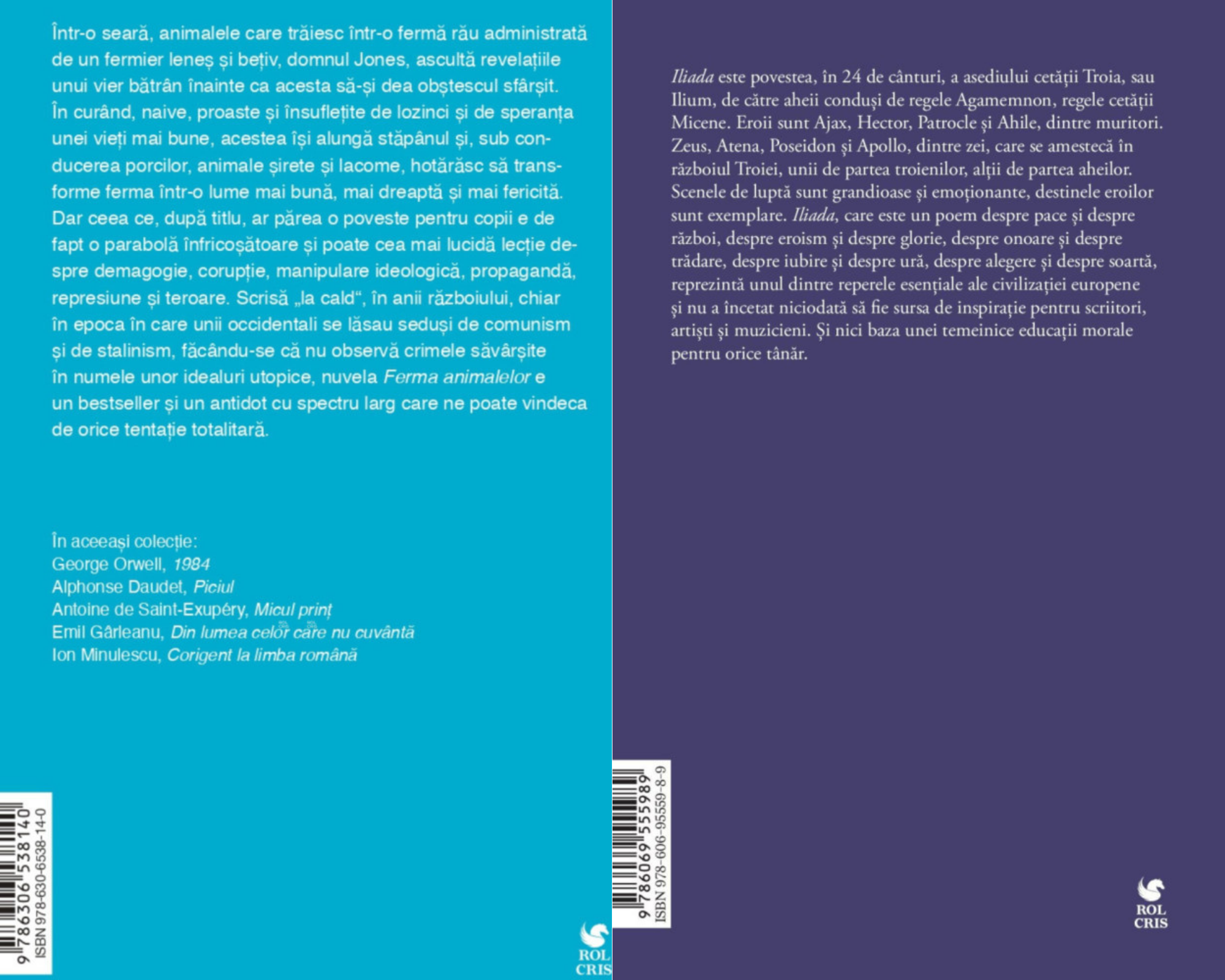 Pachet Ferma Animalelor George Orwell. Iliada editia integrala Homer, Rolcris