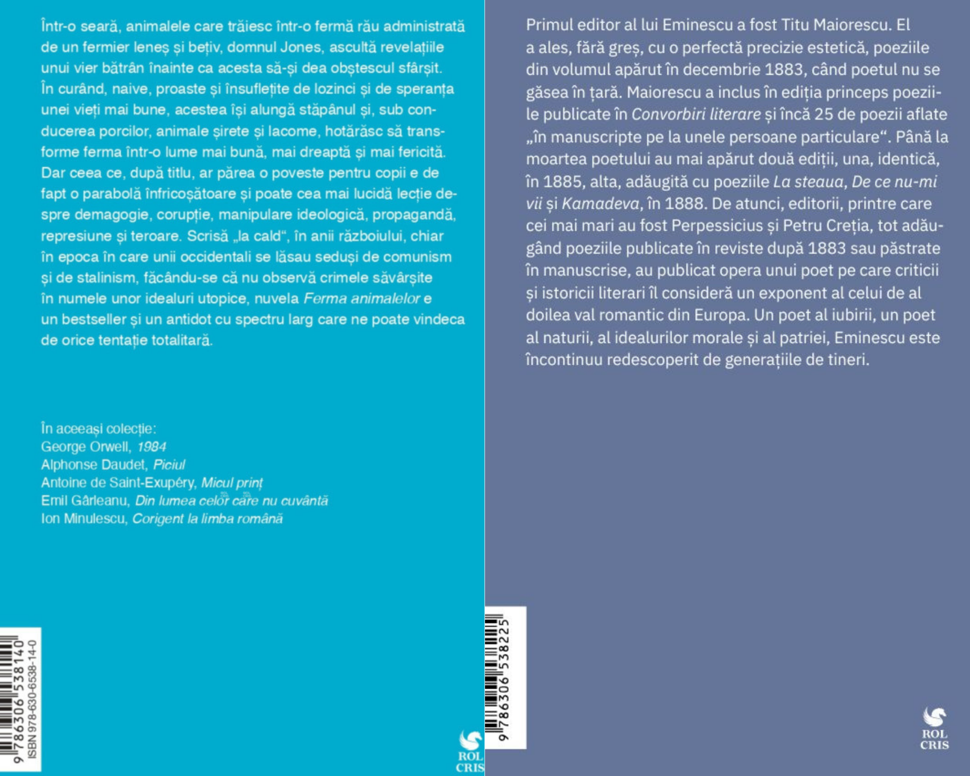 Pachet Ferma animalelor George Orwell. Poezii Mihai Eminescu, Rolcris