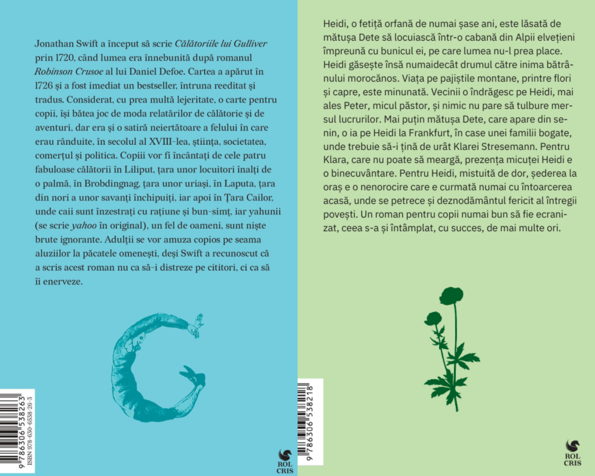 Pachet Calatoriile lui Guliver Jonathan Swift. Heidi fetita muntilor Johanna Spyri, Rolcris