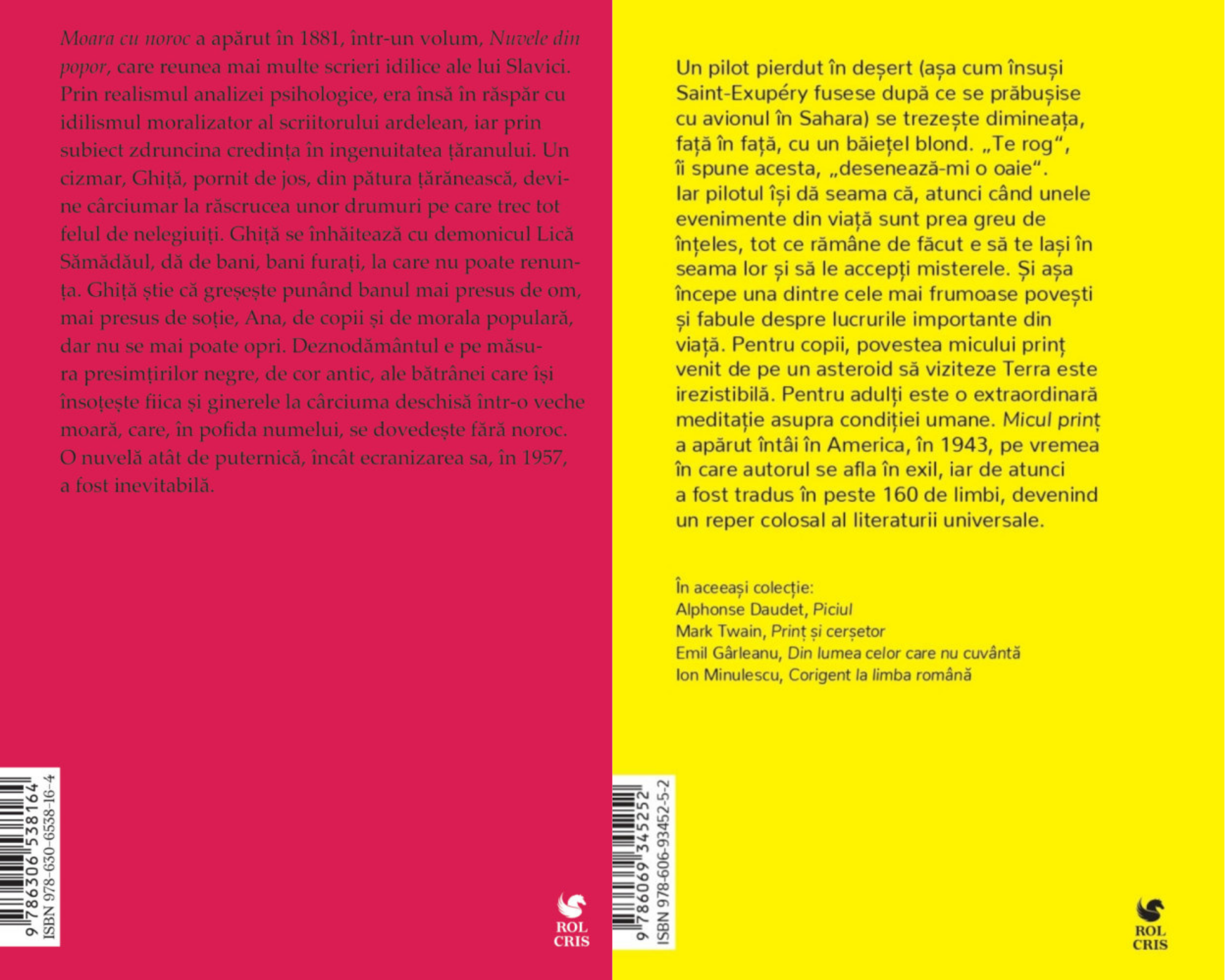 Pachet Moara cu noroc Ioan Slavici. Micul print Antoine de Saint-Exupery, Rolcris