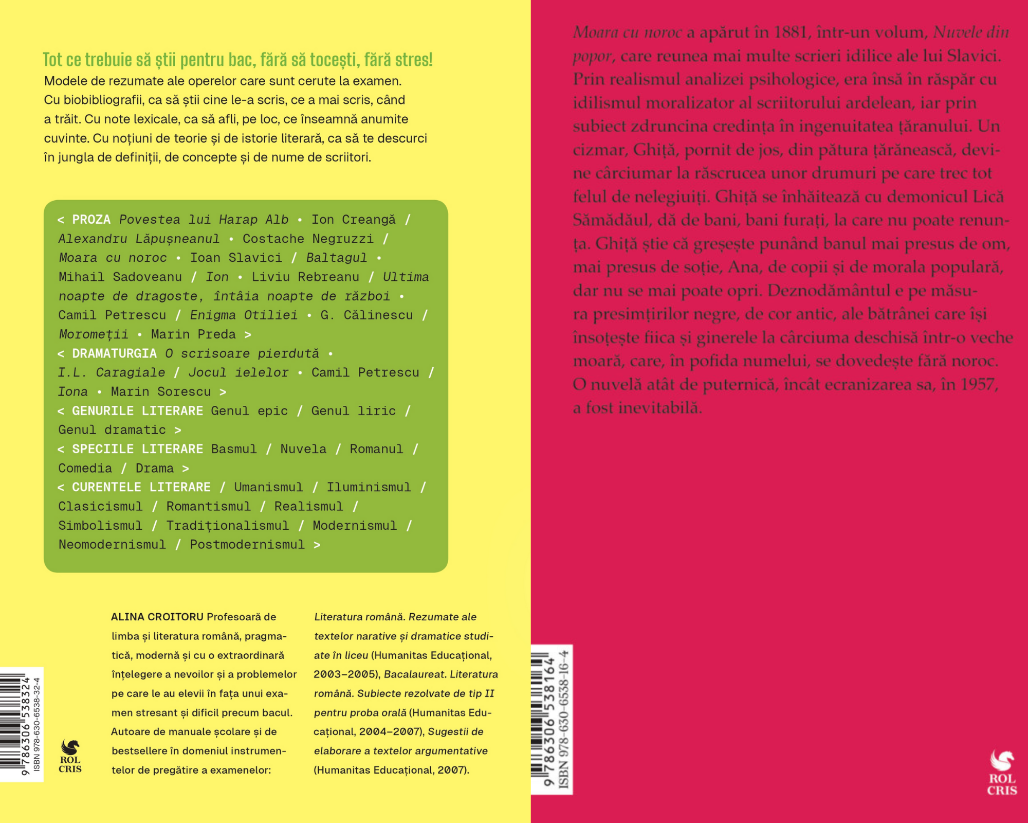 Pachet Bac fara stres 2025 Alina Croitoru. Moara cu noroc Ioan Slavici, Rolcris