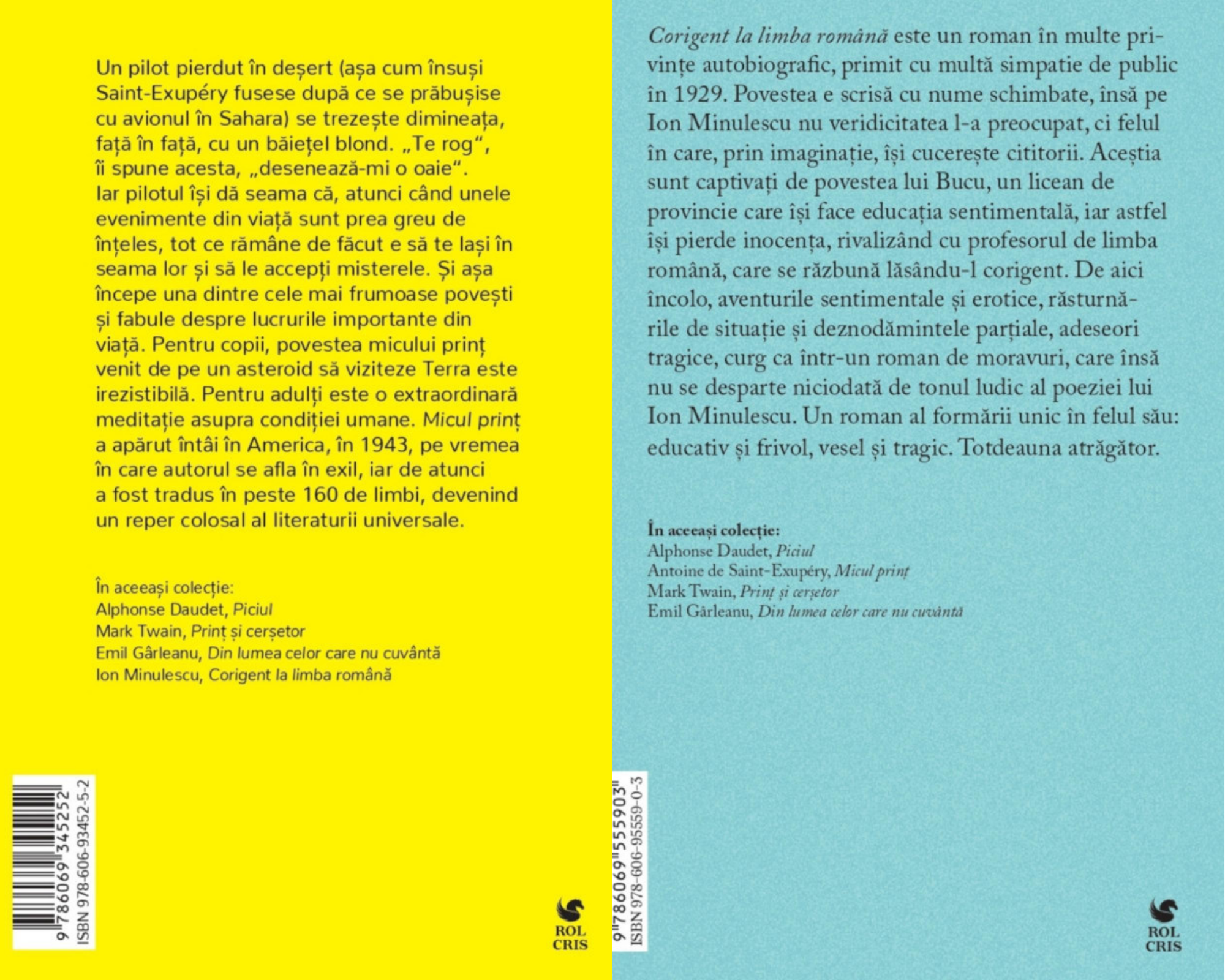 Pachet Micul print Antoine de Saint-Exupery. Corigent la limba romana Ion Minulescu, Rolcris