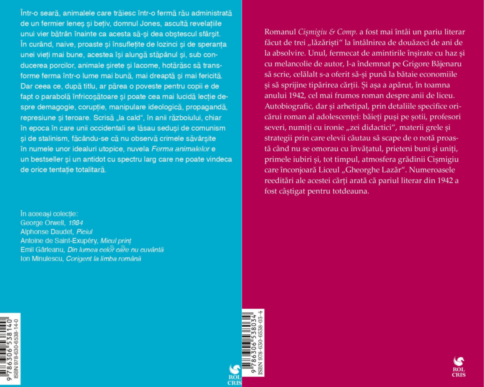 Pachet Ferma animalelor George Orwell. Cismigiu & comp Grigore Bajenaru, Rolcris