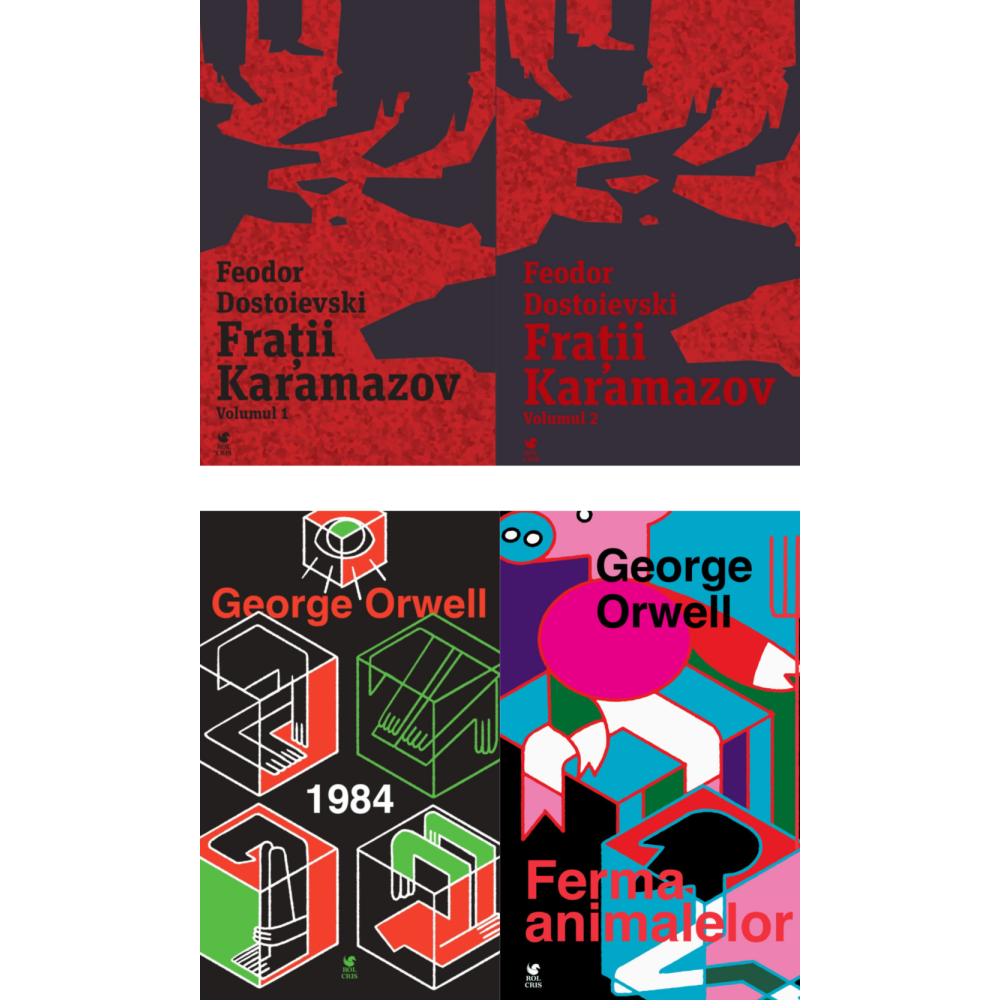 Pachet Fratii Karamazov volumele 1 si 2, F.M. Dostoievski. 1984. Ferma animalelor, George Orwell, Rolcris