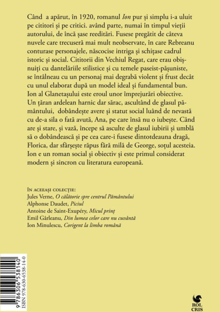 Ion, Liviu Rebreanu, Rolcris