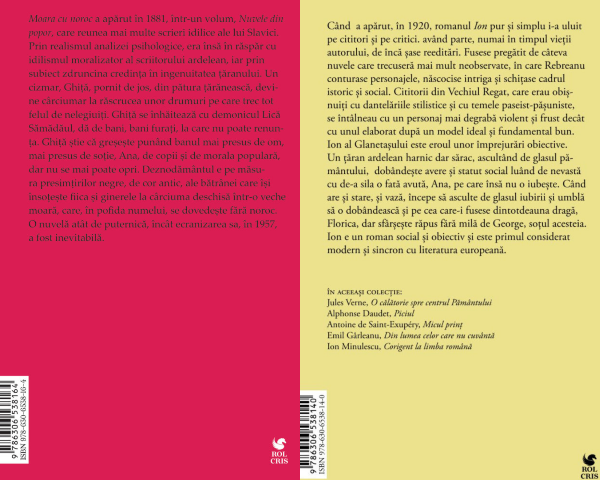 Pachet Moara cu noroc Ioan Slavici. Ion Liviu Rebreanu, Rolcris