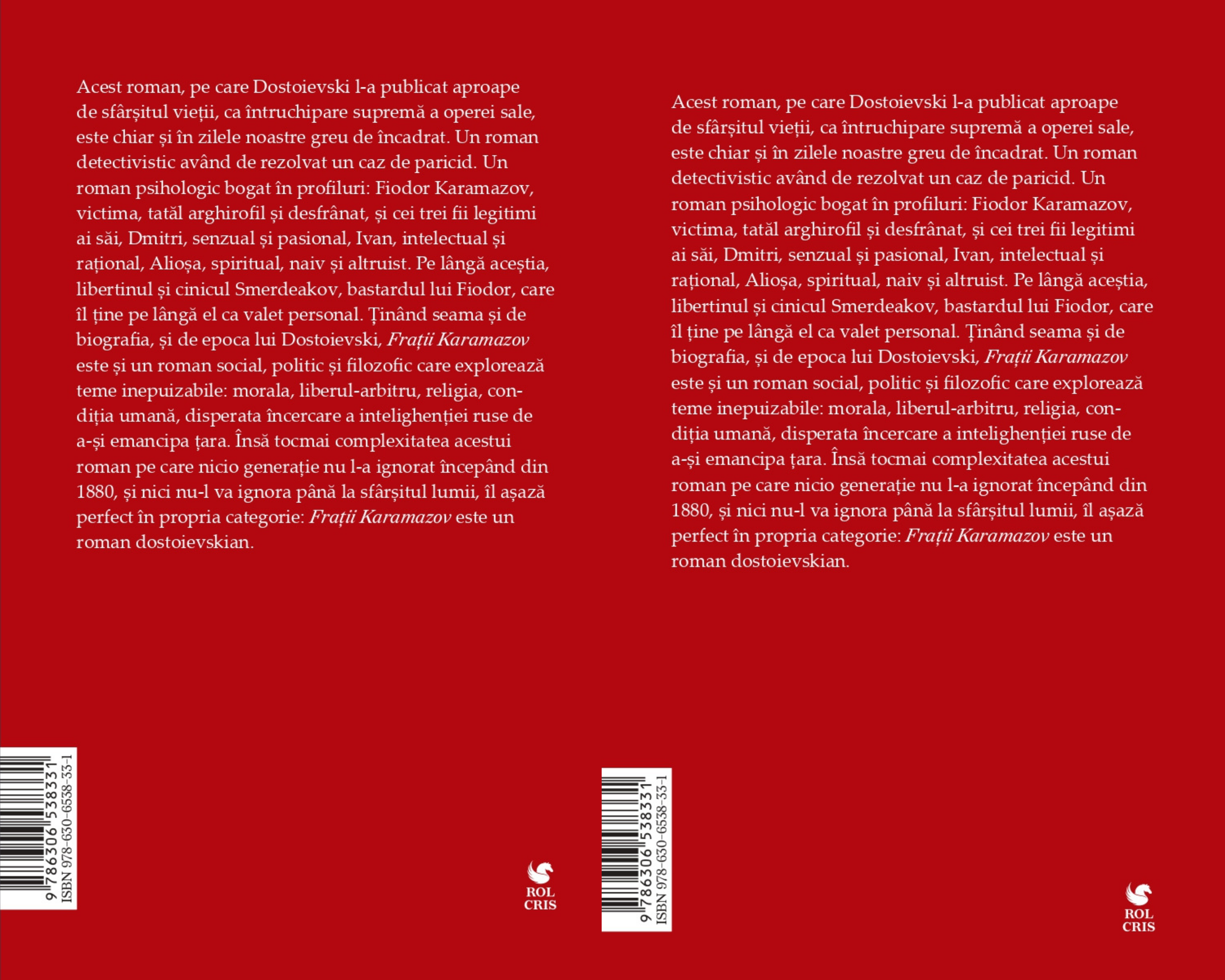 Fratii Karamazov volumele 1 si 2, Feodor Dostoievski, Rolcris