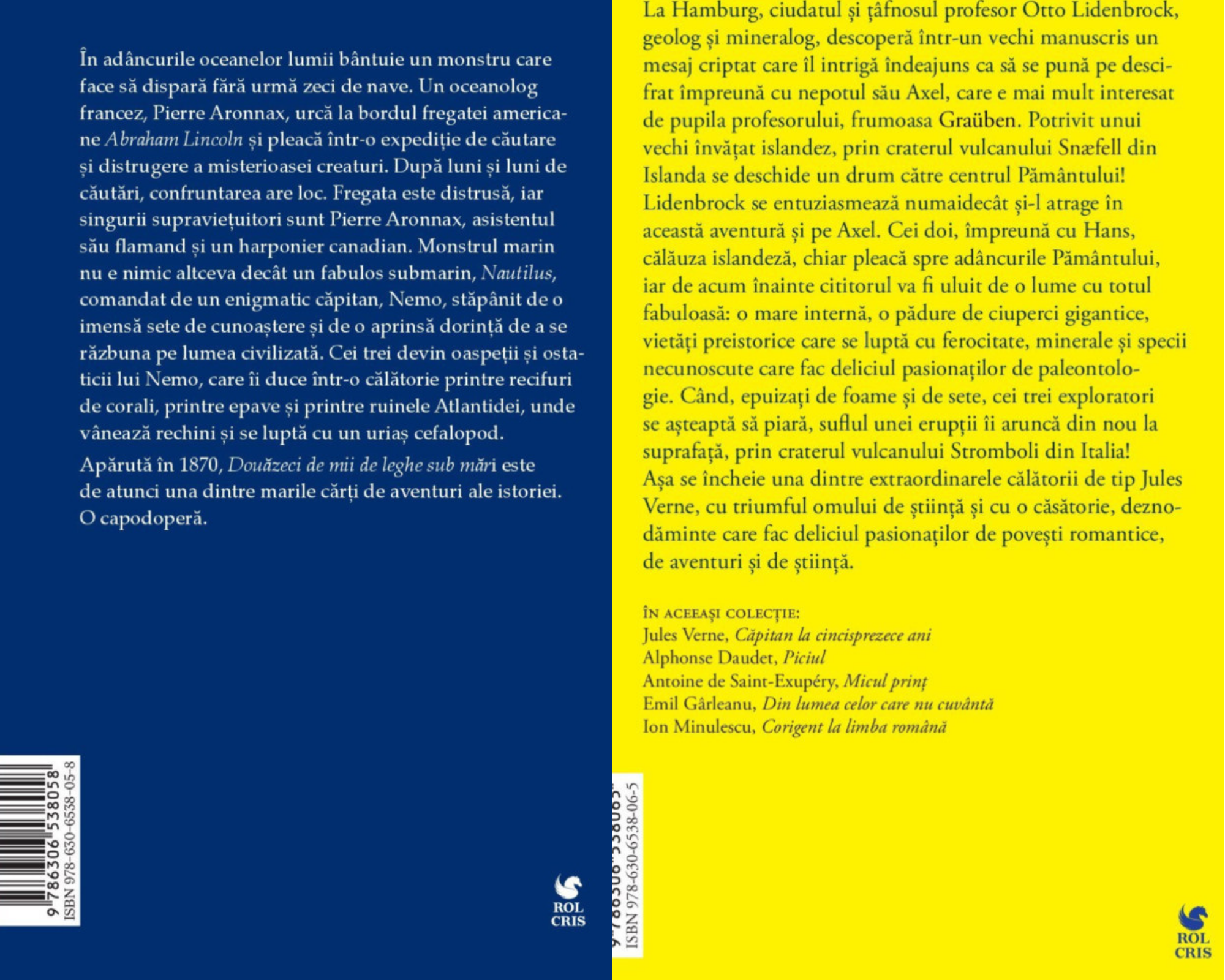 Pachet Douazeci de mii de leghe sub mari. O calatorie spre centrul pamantului, Jules Verne, Rolcris