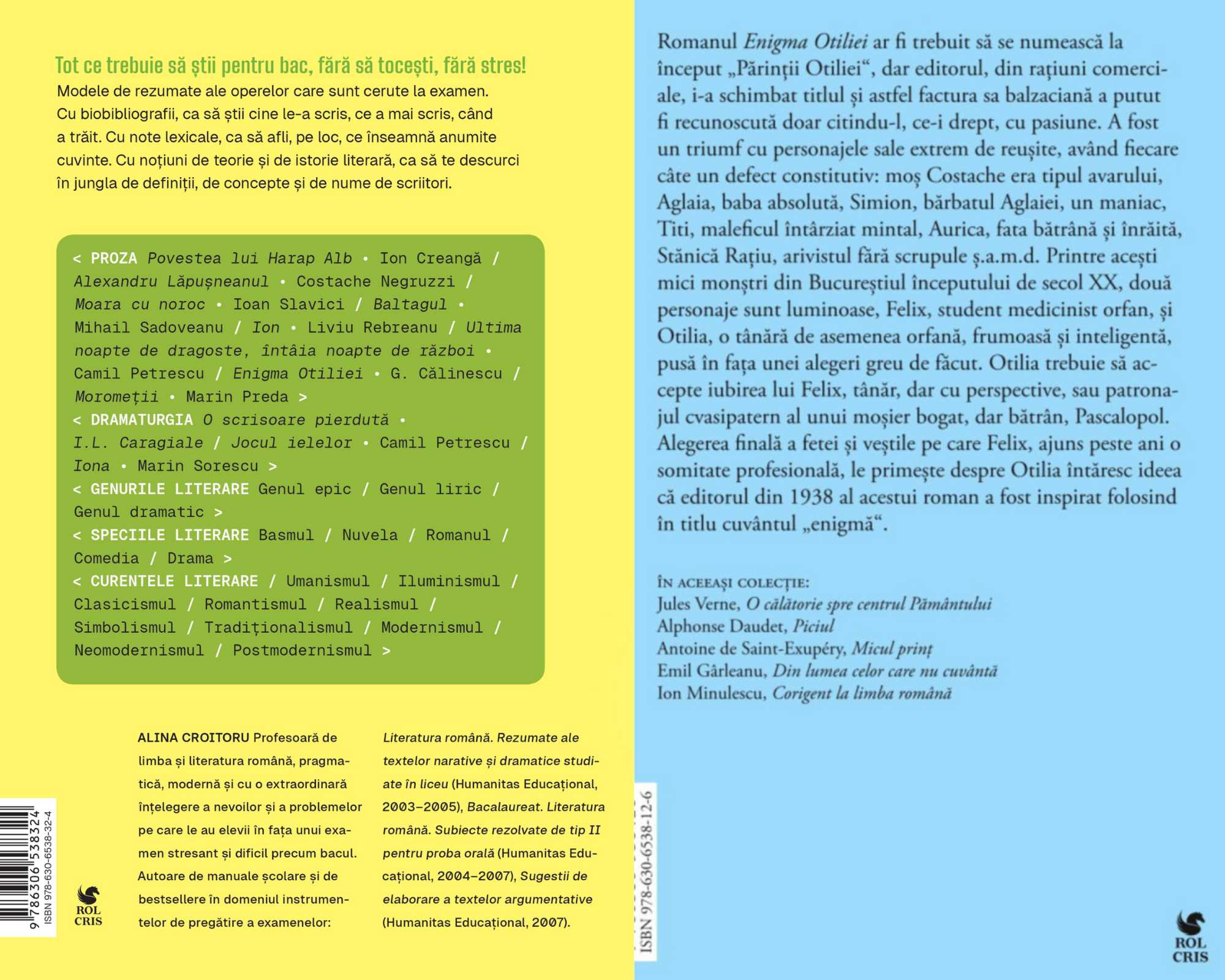 Pachet Bac fara stres 2025 Alina Croitoru. Enigma Otiliei G. Calinescu, Rolcris